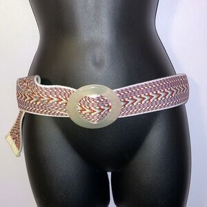 Boho Woven Embroidery Resin Buckle Belt OS